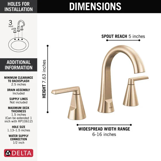 Delta Sparrow Two Handle Widespread Champagne Bronze Faucet