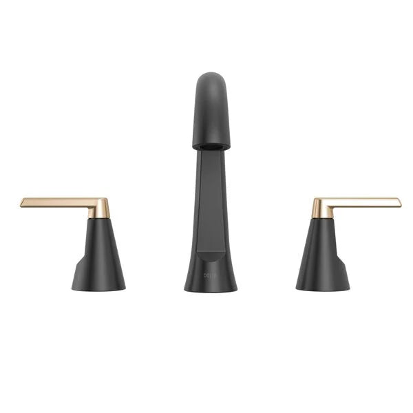 Delta Sparrow Two Handle Widespread Matte Black and Champagne Bronze Faucet