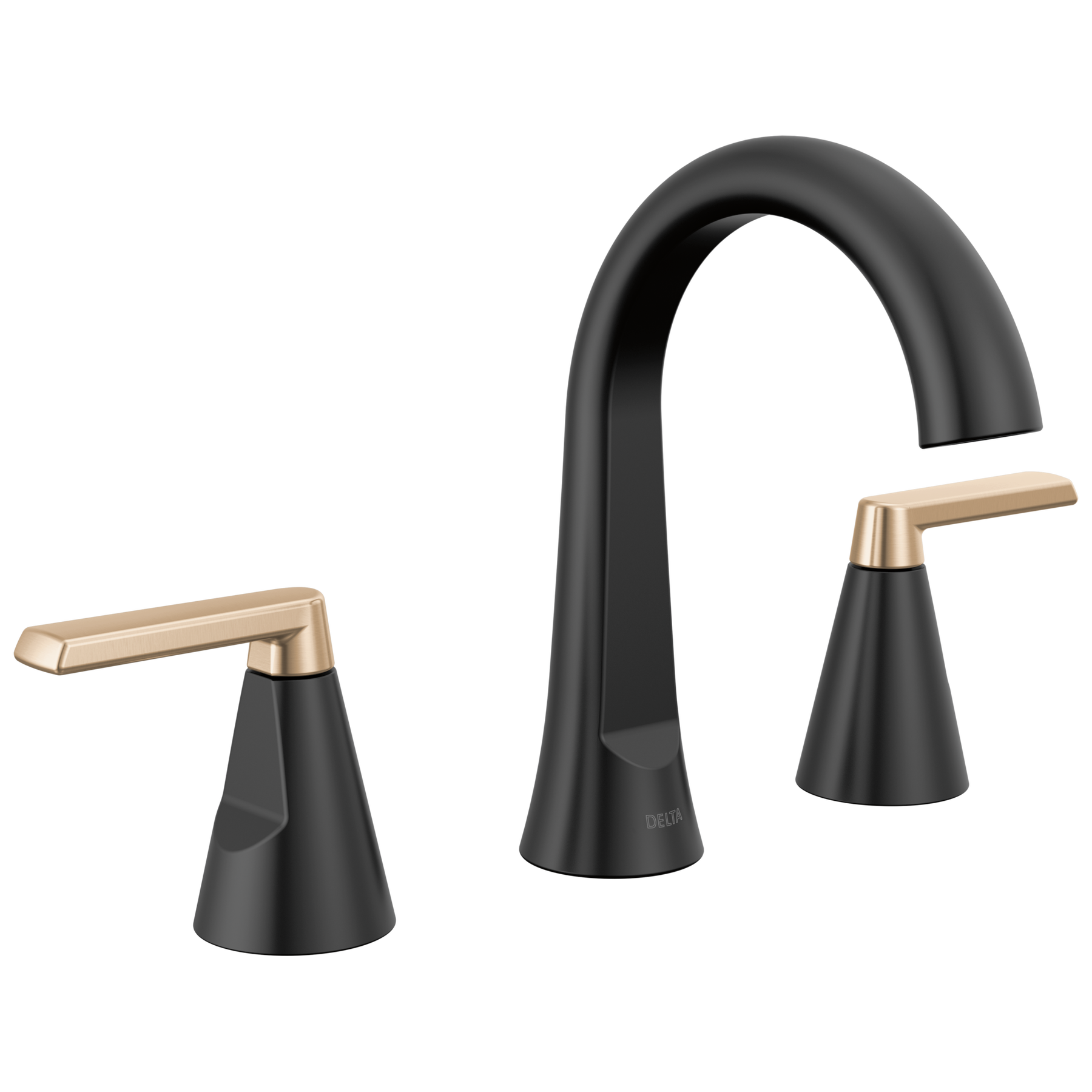 Delta Sparrow Two Handle Widespread Matte Black and Champagne Bronze Faucet