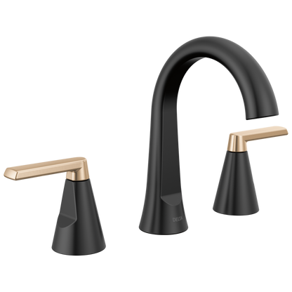 Delta Sparrow Two Handle Widespread Matte Black and Champagne Bronze Faucet