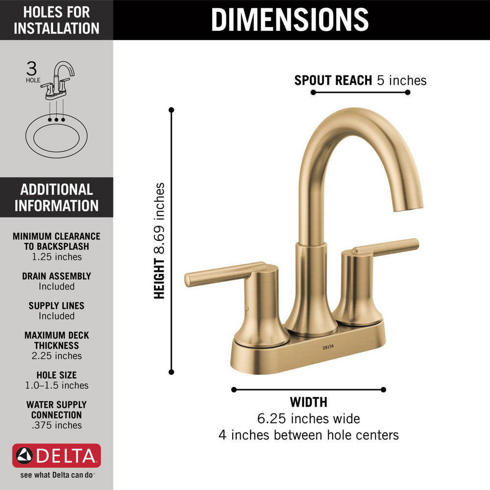 Delta Trinsic® 2554-MPU-DST Two Handle Centerset Champagne Bronze Bathroom Faucet