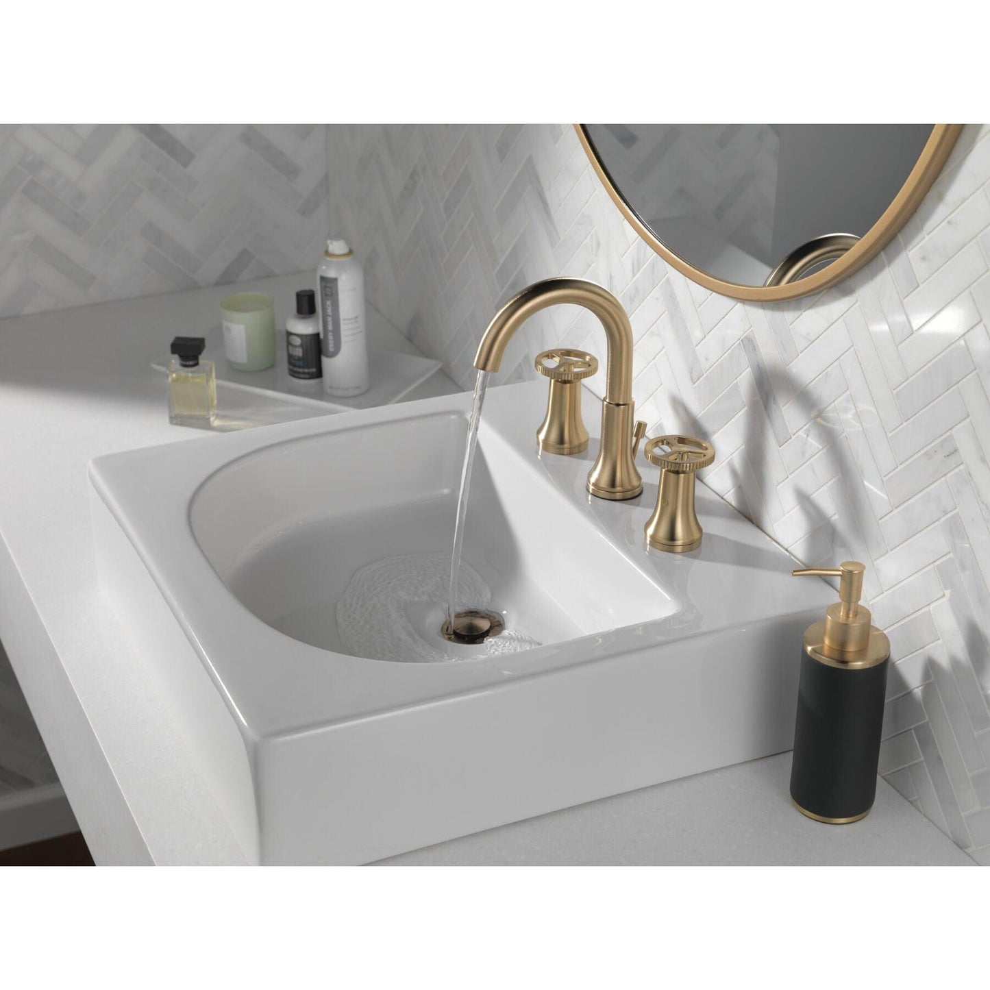 Delta Trinsic® 8" 1.2 GPM Flow Rate Two Handle Widespread Champagne Bronze Bathroom Faucet