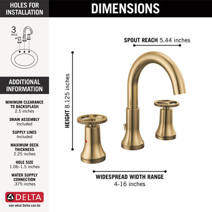 Delta Trinsic® 8" 1.2 GPM Flow Rate Two Handle Widespread Champagne Bronze Bathroom Faucet
