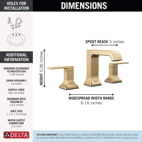 Delta Velum Two Handle Widespread Champagne Bronze Bathroom Faucet
