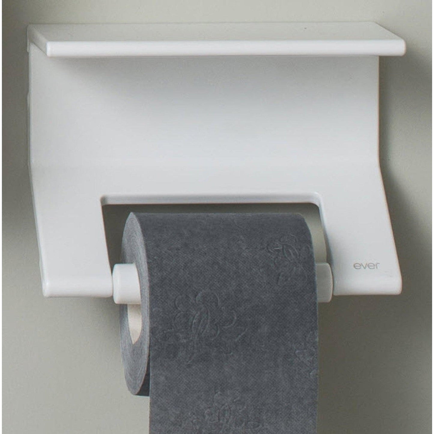 Design By Intent - Ever Life Designs Duality 5" White Toilet Paper Holder With Shelf