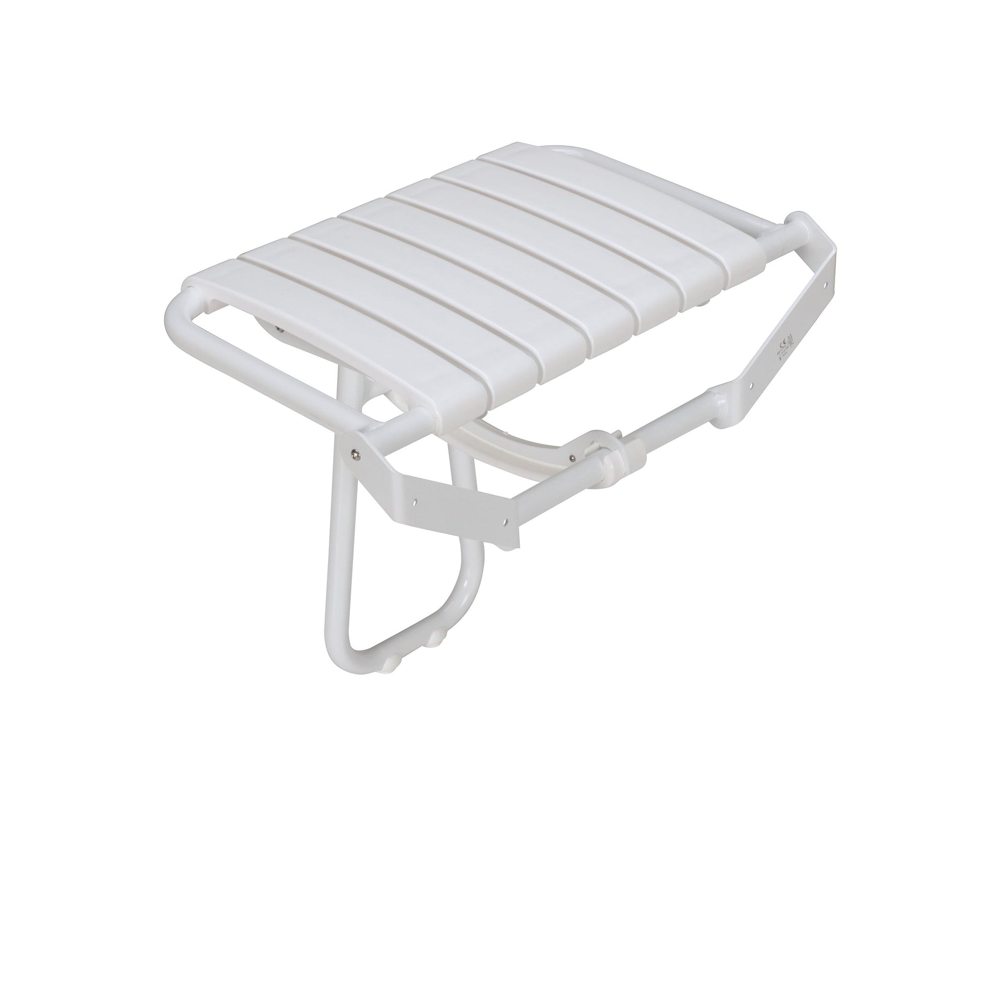 Design By Intent - Pellet Elegancia 23" Wall Mount Fold Away White Shower Seat With Integrated Support Stand