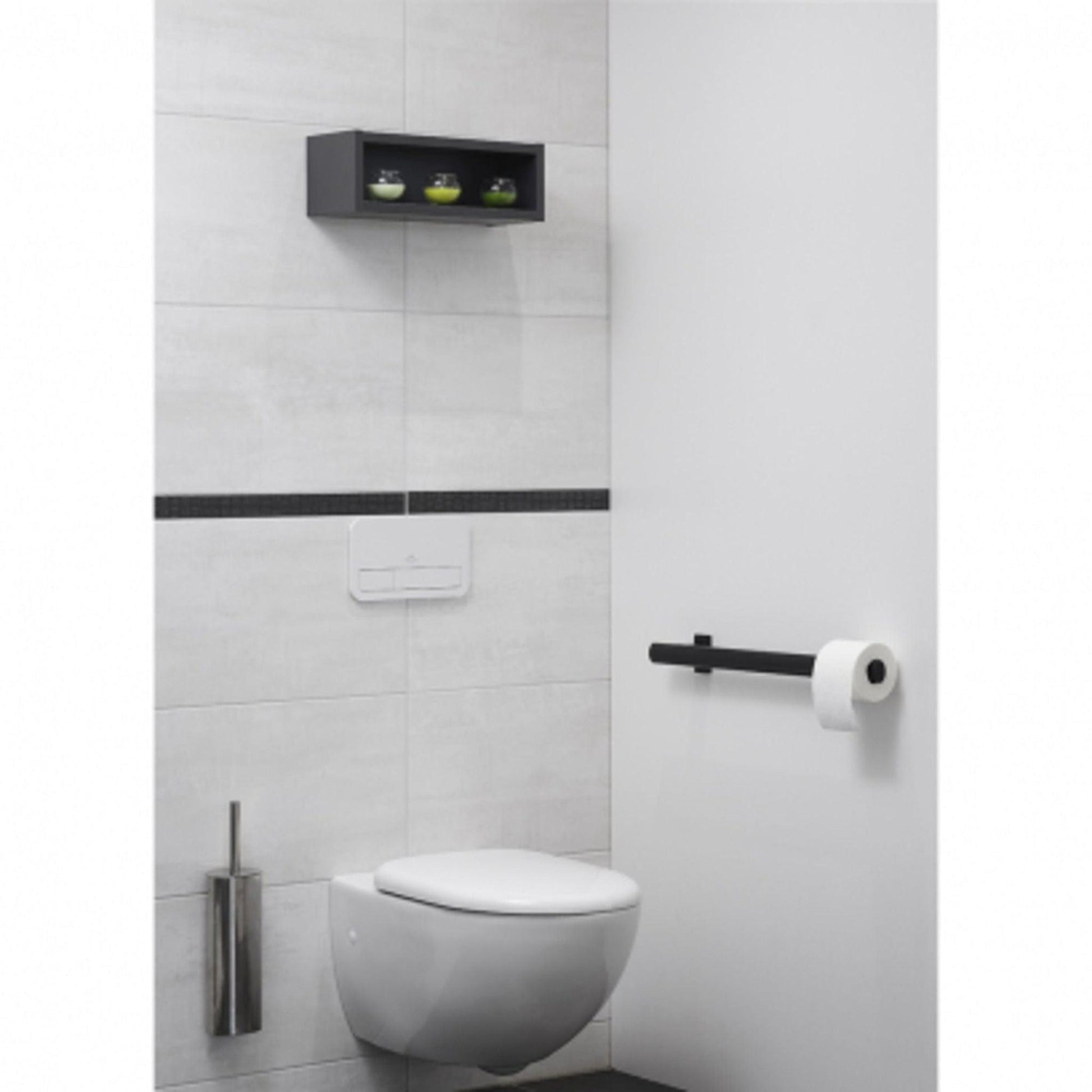 Design By Intent - Pellet Ellipso 24" Black Straight Grab Bar With Toilet Roll Holder