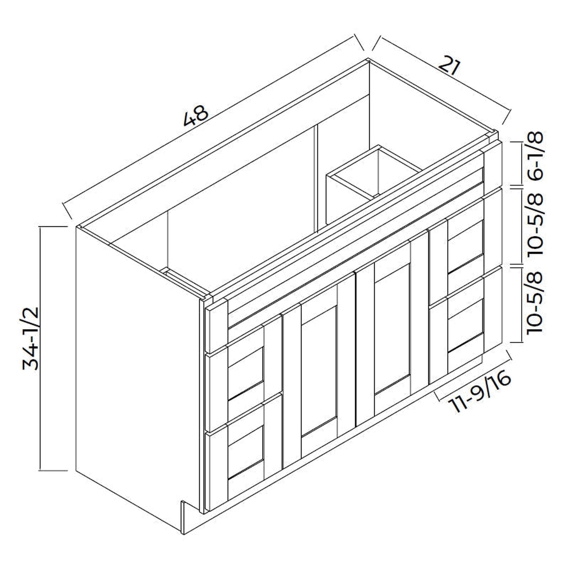 Domain Cabinets 6021D-VAS-NG Havana 60" x 35" With 2 Doors and 4 Drawers Ash Wooden Vanity Single Sink Base Cabinet