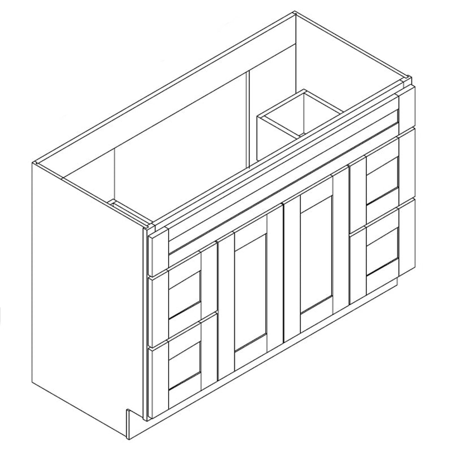 Domain Cabinets 6021D-VBL-NG Havana Blanco 60" x 35" With 2 Doors and 4 Drawers White Wooden Vanity Single Sink Drawer Cabinet