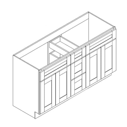Domain Cabinets 6021DD-ESS-NG Supreme Espresso Shaker 60" x 35" With 4 Doors and 3 Drawers Dark Espresso Wooden Vanity Sink Drawer Cabinet