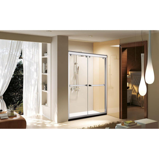Domain Cabinets Austin 60" x 77" Framed Polished Aluminum Tempered Glass Shower Door