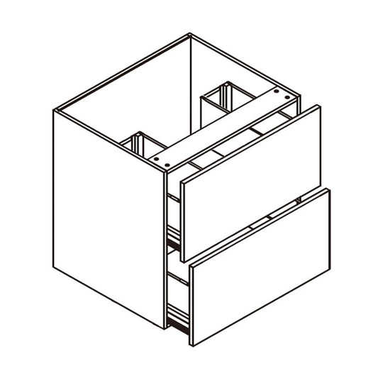 Domain Cabinets FVD24-2-DWS-UN Dark Wood Slab 24" x 24" With 2 U Shaped Drawers Black Wooden Vanity Floating Sink Drawer Cabinet