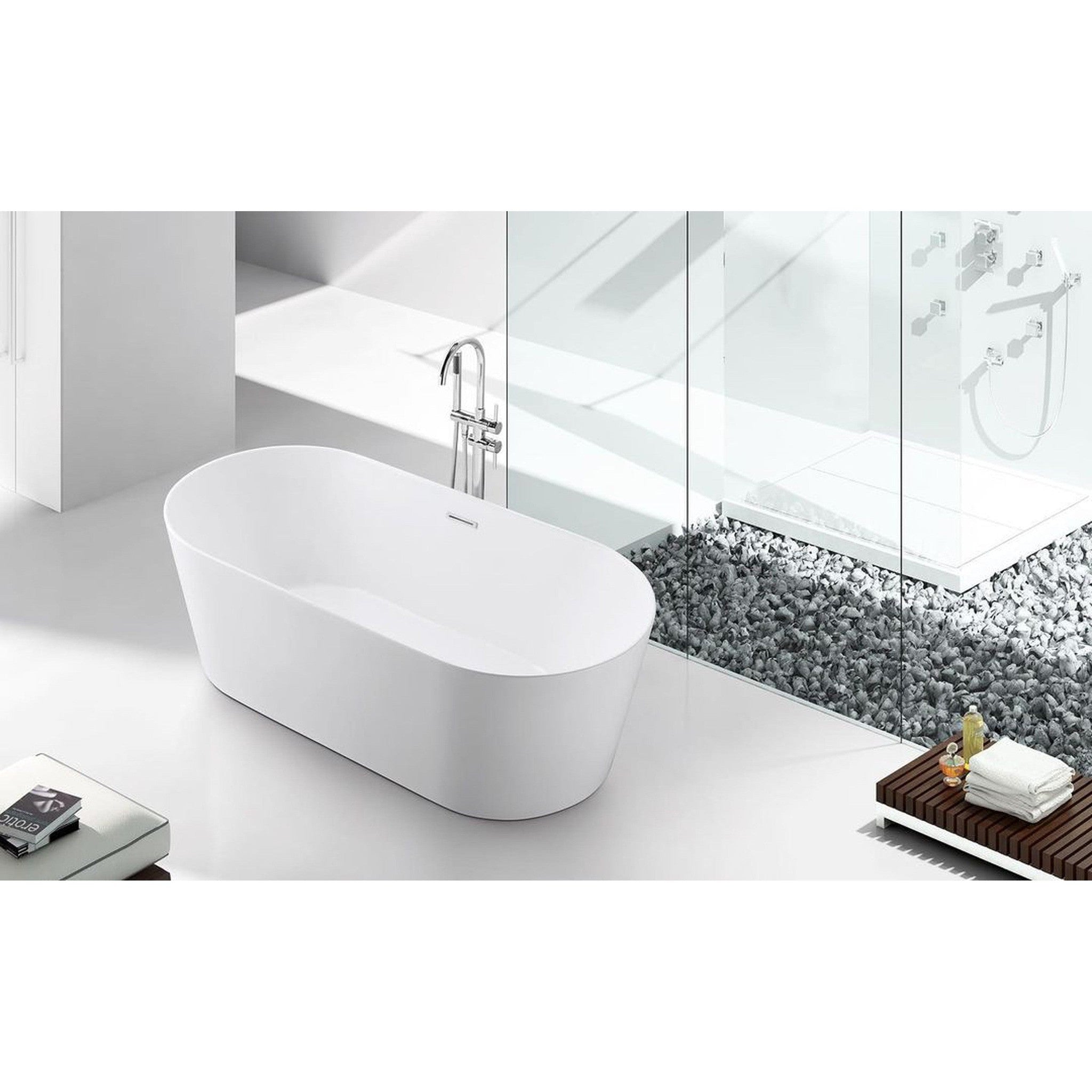 Domain Cabinets Rome 67" x 32" Freestanding White Ceramic Bathtub – US