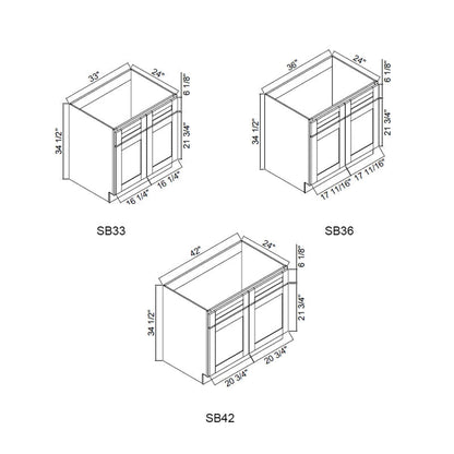 Domain Cabinets V12-VAS-NG Havana 12" x 35" With 3 Drawers Ash Wooden Vanity Drawer Base Cabinet