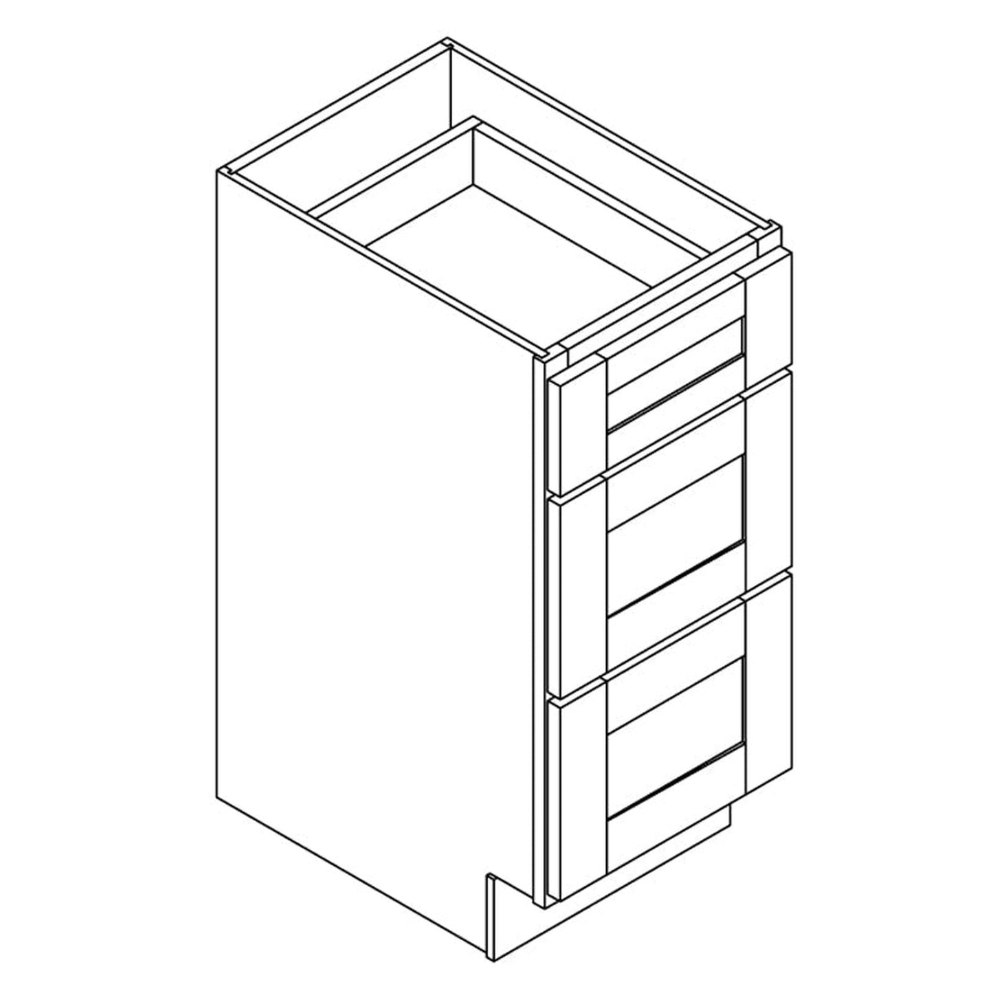 Domain Cabinets V21-SWS-NG Supreme 21" x 35" With 3 Drawers White Wooden Vanity Drawer Base Cabinet