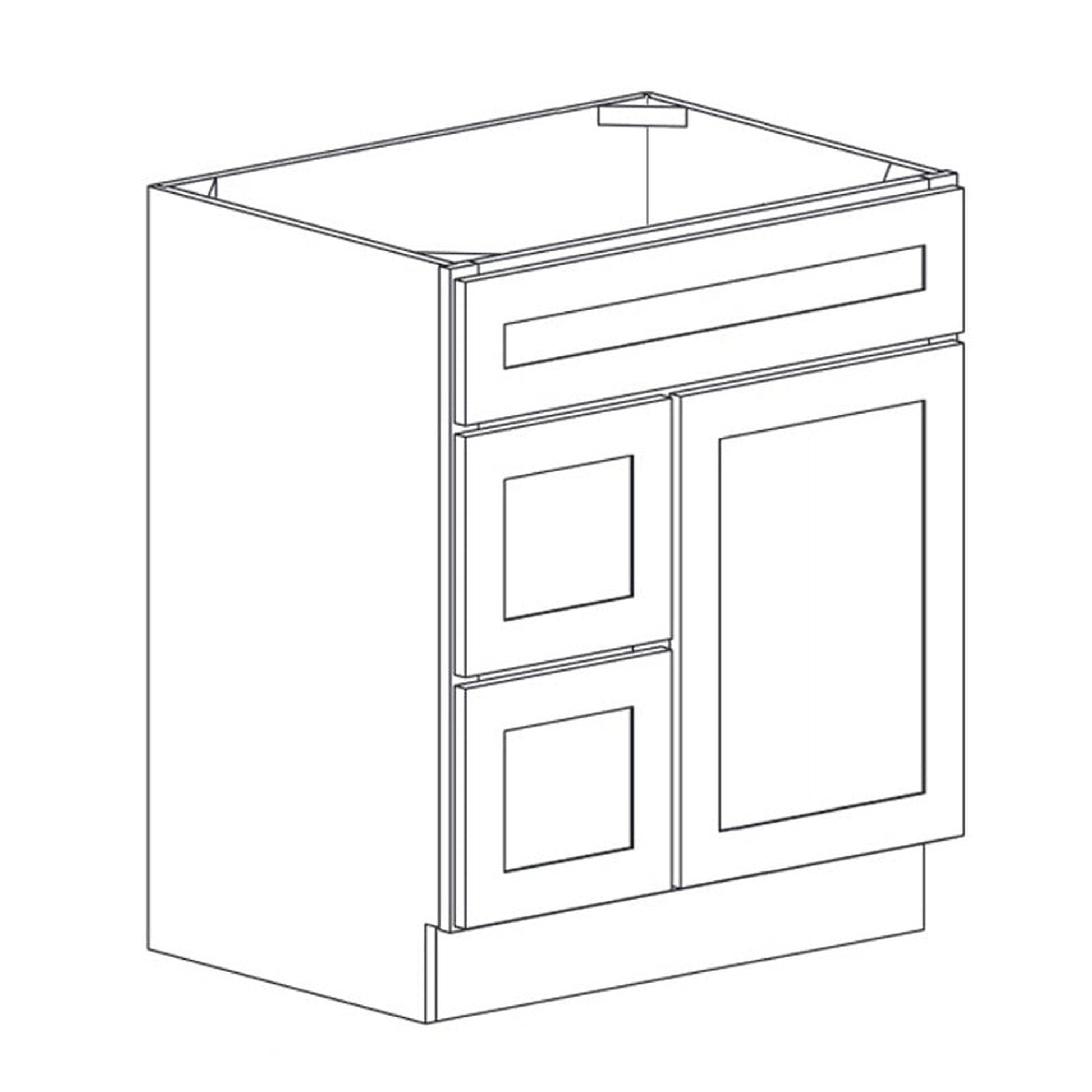 Domain Cabinets V3021DR-AIW-SD Alton 30" x 35" With 1 Door and 2 Right Drawers Ivory White Wooden Vanity Sink Base Cabinet