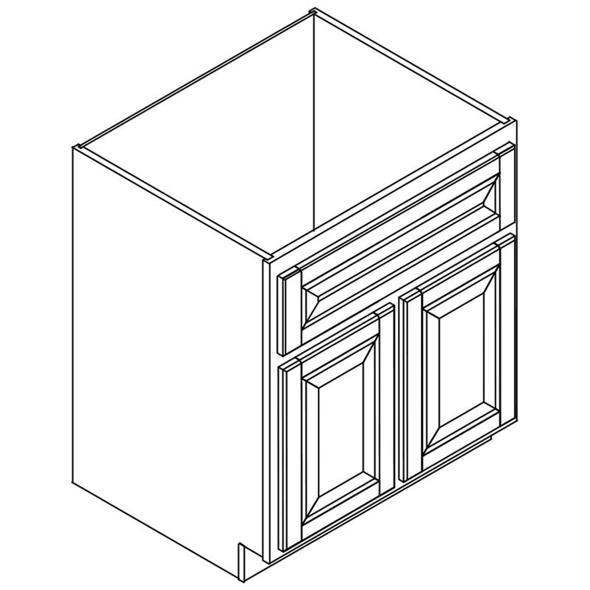 Domain Cabinets V3621-AMO-BK American 36" x 33" With 2 Doors Oak Wooden Vanity Sink Base Cabinet