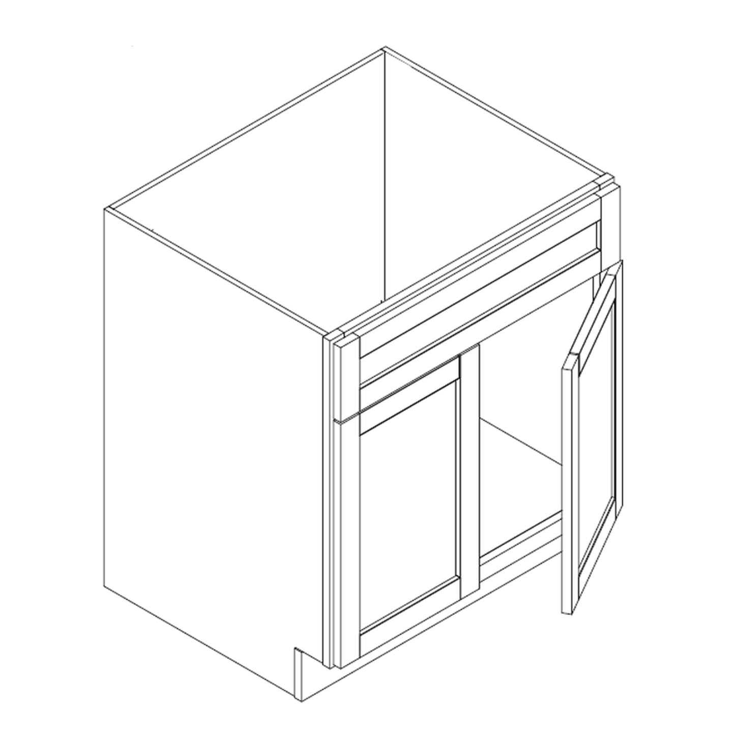 Domain Cabinets VSB24-SFPW-VW Valleywood Shaker 24" x 35" With 2 Doors White Wooden Vanity Sink Base Cabinet