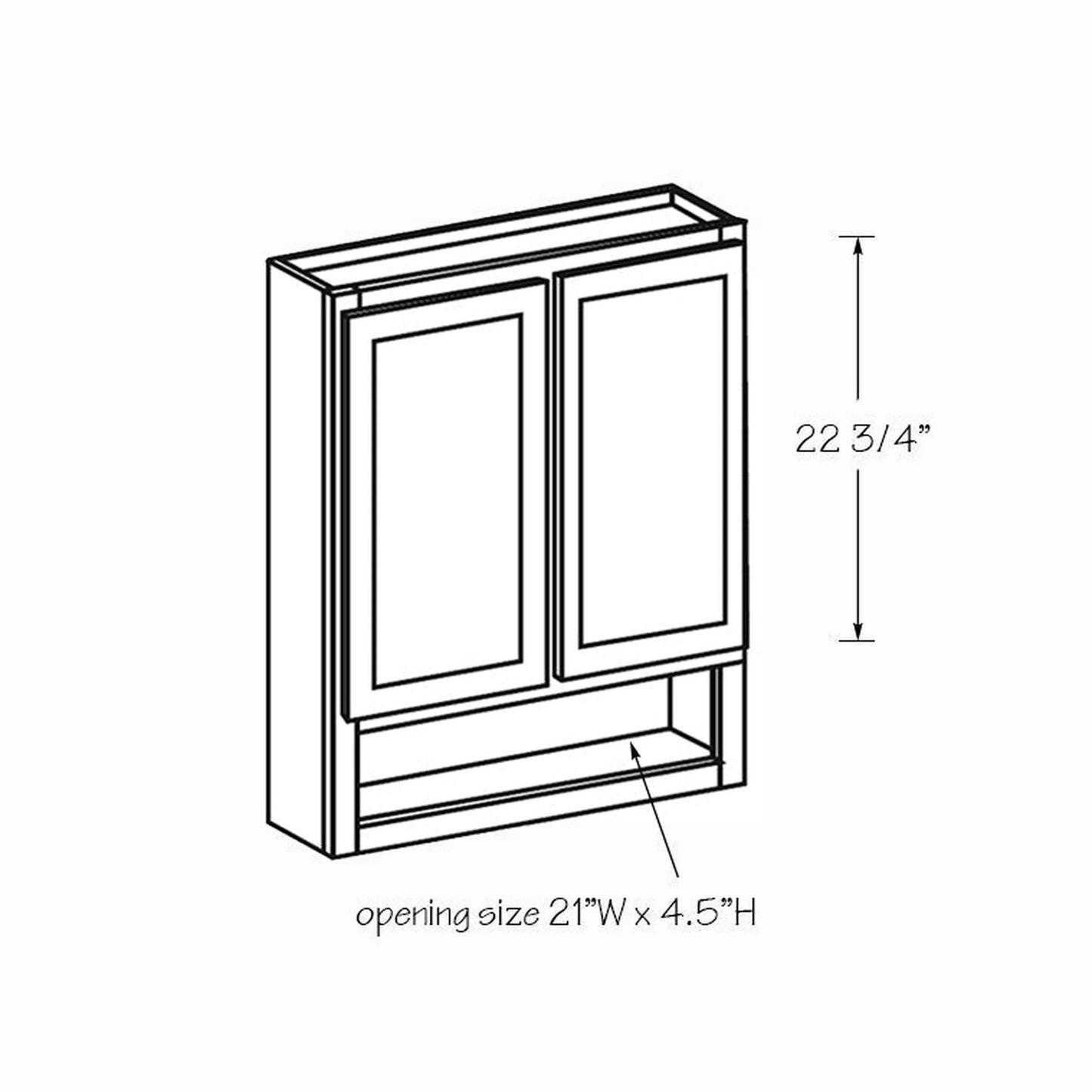 Domain Cabinets VWB2430-MAW-BC Magnolia 24" x 30" With 2 Doors and 1 Shelf Antique White Wooden Vanity Wall Boutique Cabinet