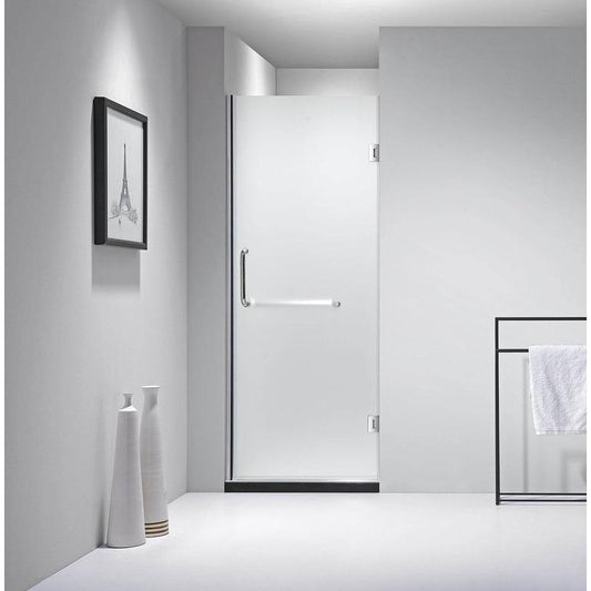DreamWerks 30" x 79" Frameless Hinged Shower Door Frosted Class in Stainless Steel With Handle