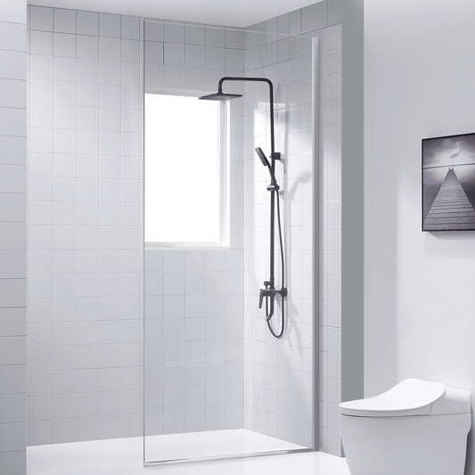 DreamWerks 32" x 79" Frameless Fixed Shower Door in Chrome - Clear Glass / Right