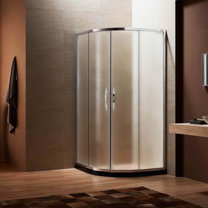 DreamWerks 36" x 79" Framed Sliding Shower Enclosure Clear Glass in Chrome With Handles - Frosted Glass / Small