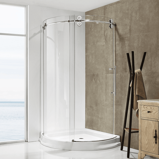 DreamWerks 40" x 79" Frameless Sliding Clear Glass Shower Door Enclosure in Chrome With Handle Clear Glass / Left