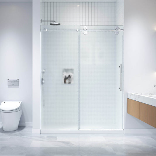 DreamWerks 60" x 79" Frameless Sliding Shower Door in Chrome With Frosted Glass
