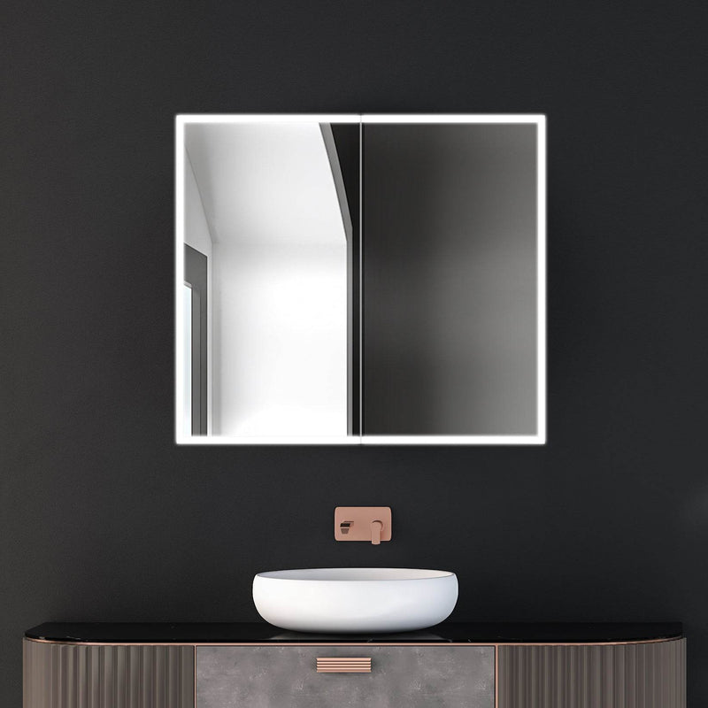 DreamWerks Dhalia 36" x 32" LED Bathroom Medicine Cabinet With Defogger and Internal Magnifying Mirror Glass