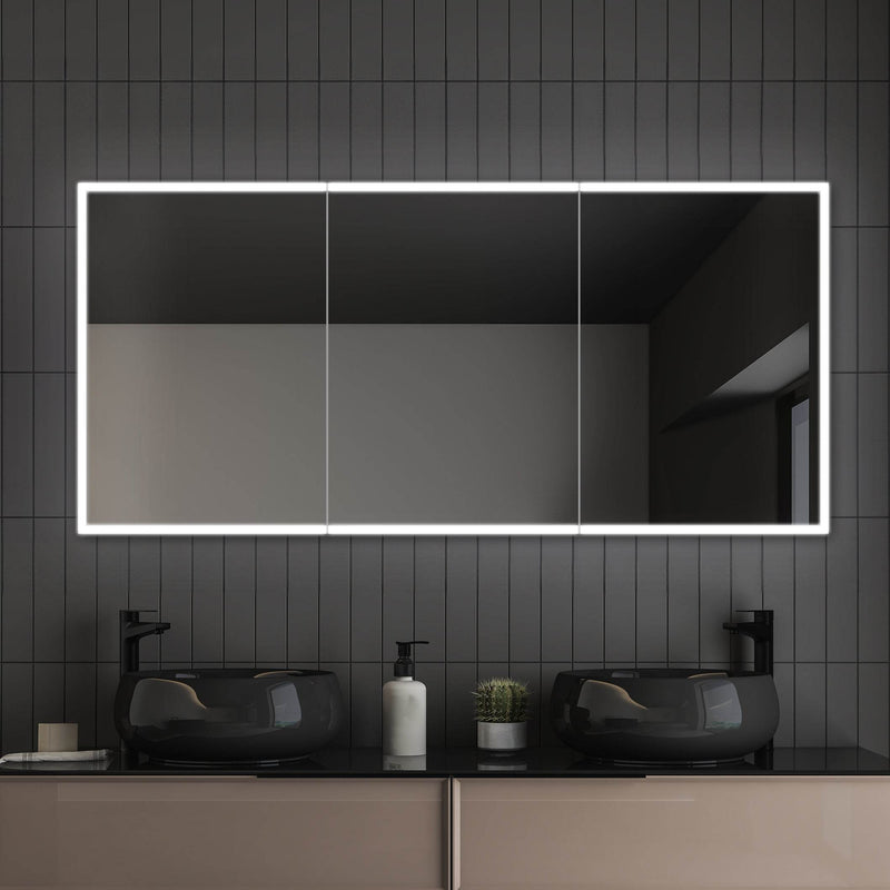DreamWerks Dhalia 60" x 28" LED Bathroom Medicine Cabinet With Defogger and Internal Magnifying Mirror Glass