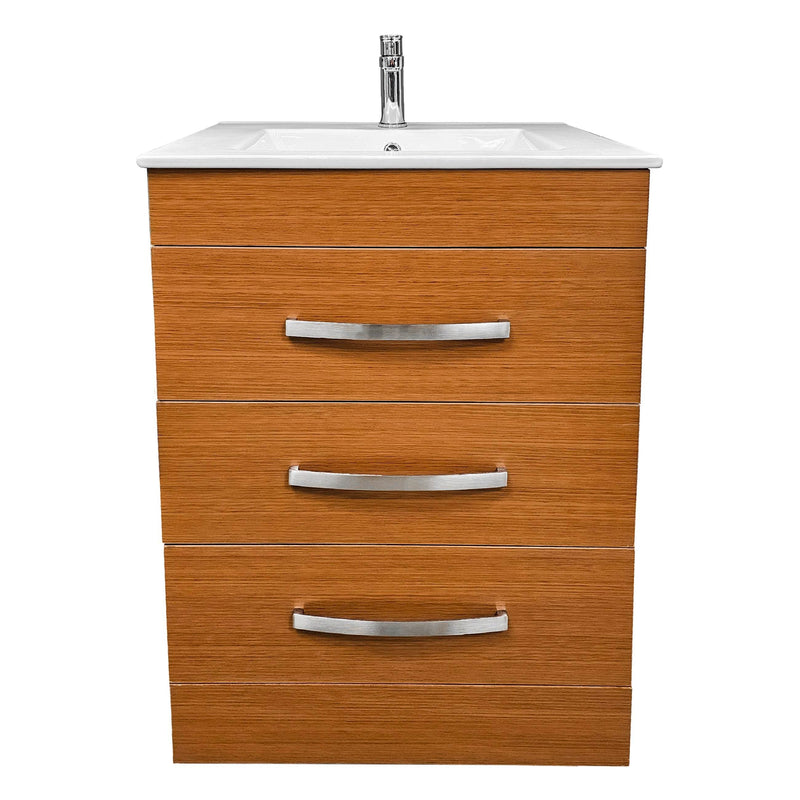 DreamWerks Geneva 25" Vanity in Light Walnut With Ceramic Top