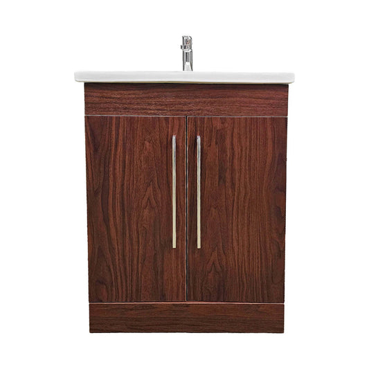 DreamWerks Oslo 25" x 33" x 18" Vanity in Deep Peach Wood Finish With Ceramic Vanity Top