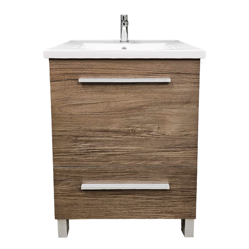 DreamWerks Varna 24" x 33" x 18" Vanity in Natural Woodgrain Finish With Ceramic Vanity Top