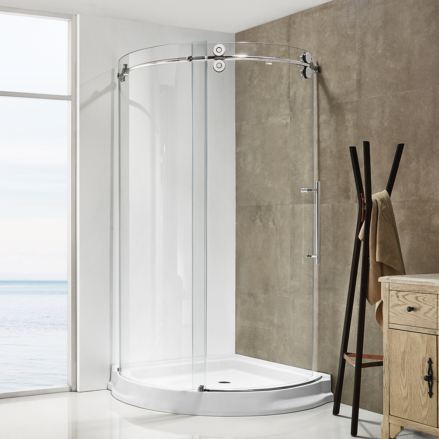 Dreamwerks 40" x 79" Clear Glass Frameless Sliding Shower Door With Chrome Handle