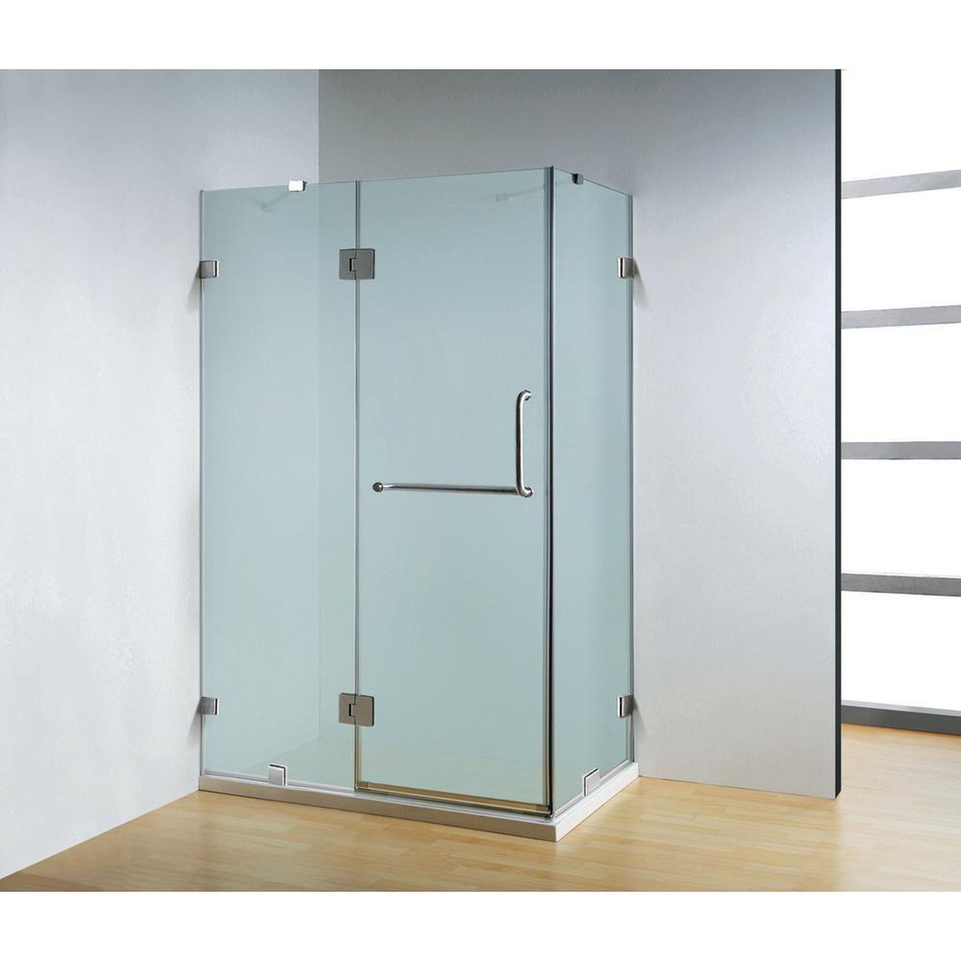 Dreamwerks 47" x 79" Frosted Glass Frameless Neo-Angle Hinged Shower Door With Chrome Handle