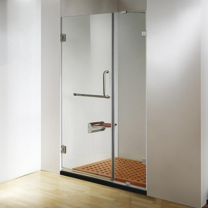 Dreamwerks 60" x 79" Clear Glass Frameless Hinged Shower Door With Chrome Handle and Towel Bar