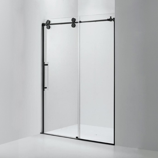 Dreamwerks Apollo 60" x 79" Black Clear Glass Frameless Sliding Shower Door