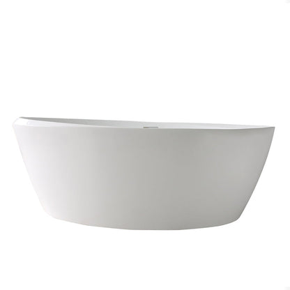 Dreamwerks Marbella 67" Glossy White Acrylic Flatbottom Oval Bathtub