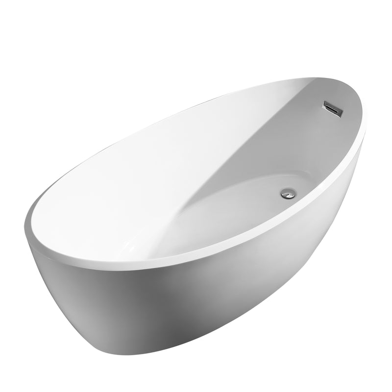 Dreamwerks Marbella 67" Glossy White Acrylic Flatbottom Oval Bathtub