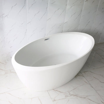 Dreamwerks Marbella 67" Glossy White Acrylic Flatbottom Oval Bathtub