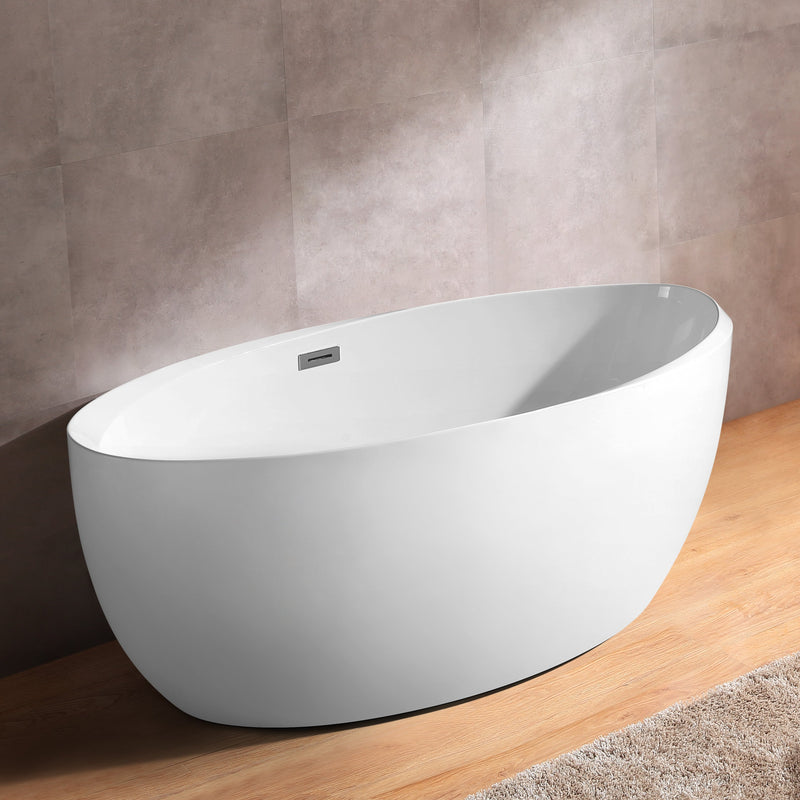 Dreamwerks Marbella 67" Glossy White Acrylic Flatbottom Oval Bathtub