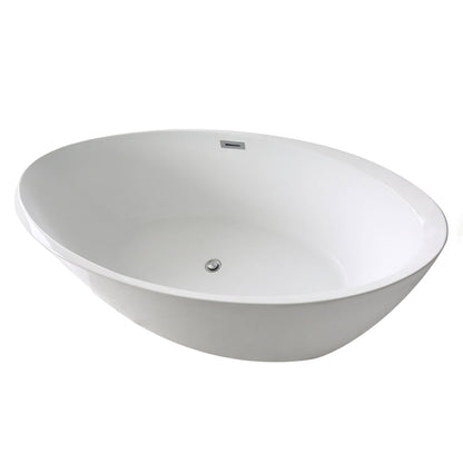 Dreamwerks Marbella 67" Glossy White Acrylic Flatbottom Oval Bathtub