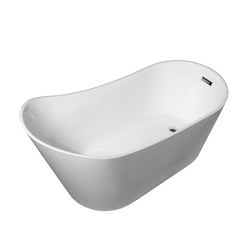 Dreamwerks Miranda 67" Glossy White Acrylic Flatbottom Curved Bathtub