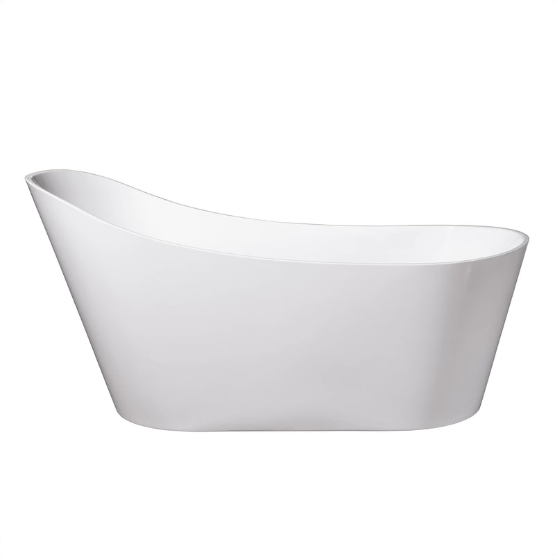 Dreamwerks Miranda 67" Glossy White Acrylic Flatbottom Curved Bathtub