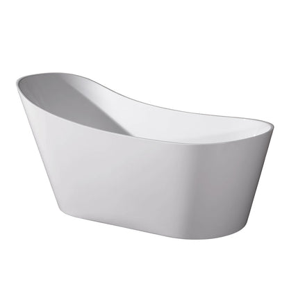 Dreamwerks Miranda 67" Glossy White Acrylic Flatbottom Curved Bathtub