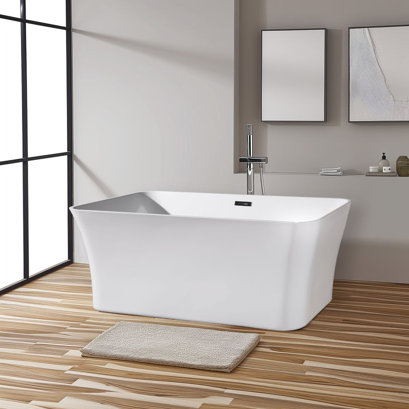 Dreamwerks Valencia 67" Glossy White Acrylic Flatbottom Rectangular Bathtub