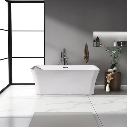 Dreamwerks Valencia 67" Glossy White Acrylic Flatbottom Rectangular Bathtub