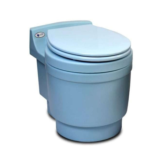 Dry Flush Laveo Retro Blue Portable Toilet with Wall Outlet