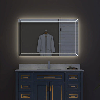 Duko Athena 48" x 30" Clear Glass With White LED Mirror, Anti-Fog and Bluetooth Options Vanity Mirror