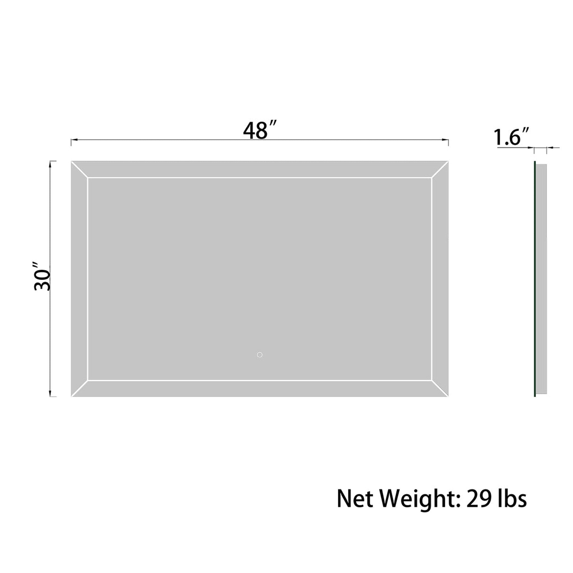 Duko Athena 48" x 30" Clear Glass With White LED Mirror, Anti-Fog and Bluetooth Options Vanity Mirror